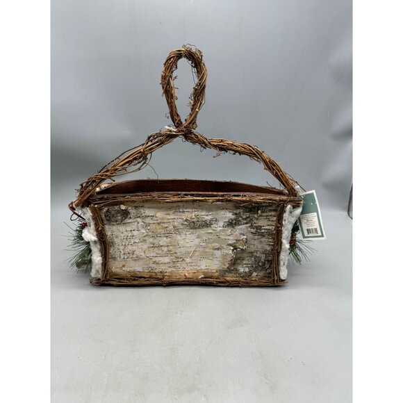 Rustic Birch Bark & Pine Cone Basket Handle Christmas decor wall handing READ - Picture 4 of 9